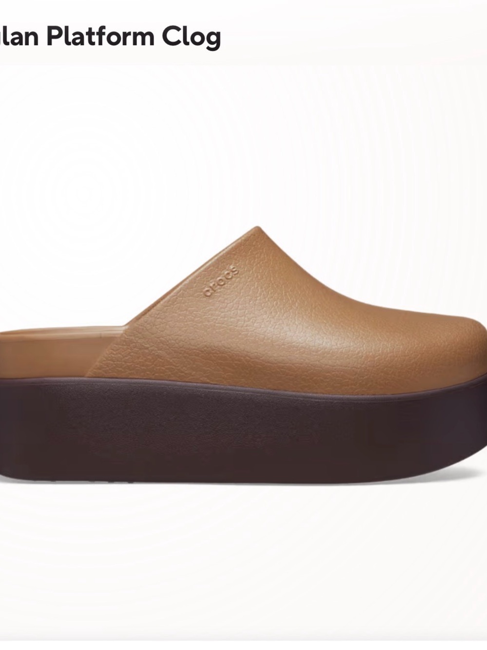 CROCS Platform Mule in Chestnut Upper with Dark Chocolate Sole